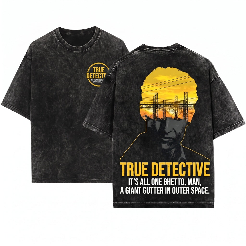 Minimal Retro Detective Season One Crime Drama Mystery Graphic Vintage Apparel Unisex Wash T-Shirt