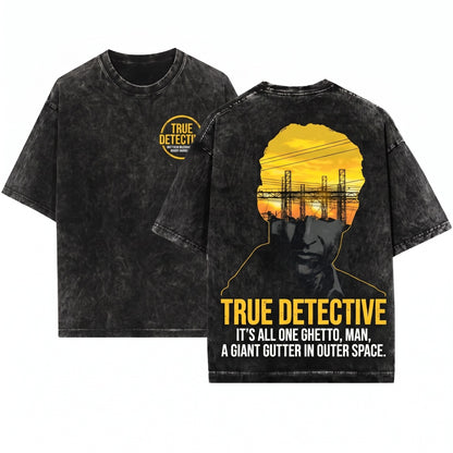 Minimal Retro Detective Season One Crime Drama Mystery Graphic Vintage Apparel Unisex Wash T-Shirt