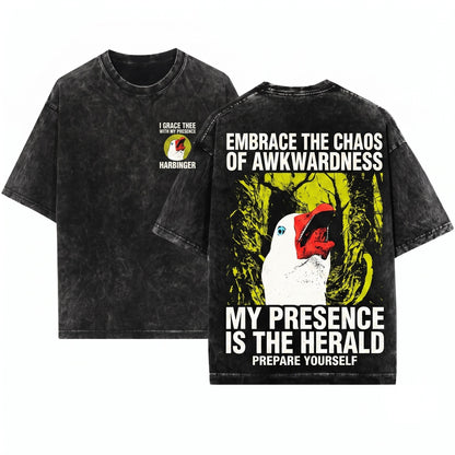 Funny Vintage Japanese Goose Harbinger of Awkward Situations Graphic Unisex Wash T-Shirt
