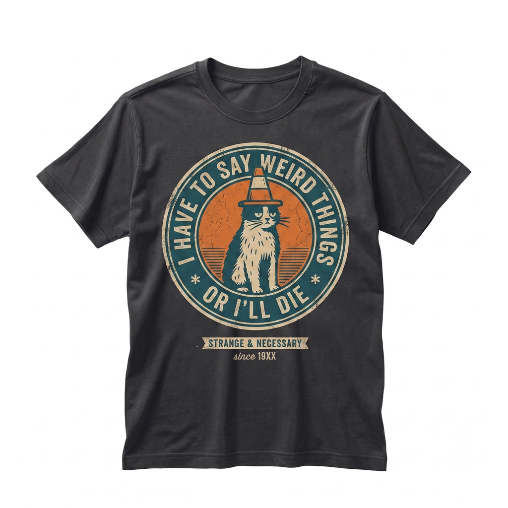 I Have To Say Weird Stuff Funny Cat Meme Embroidered Socially Awkward Unisex TShirt