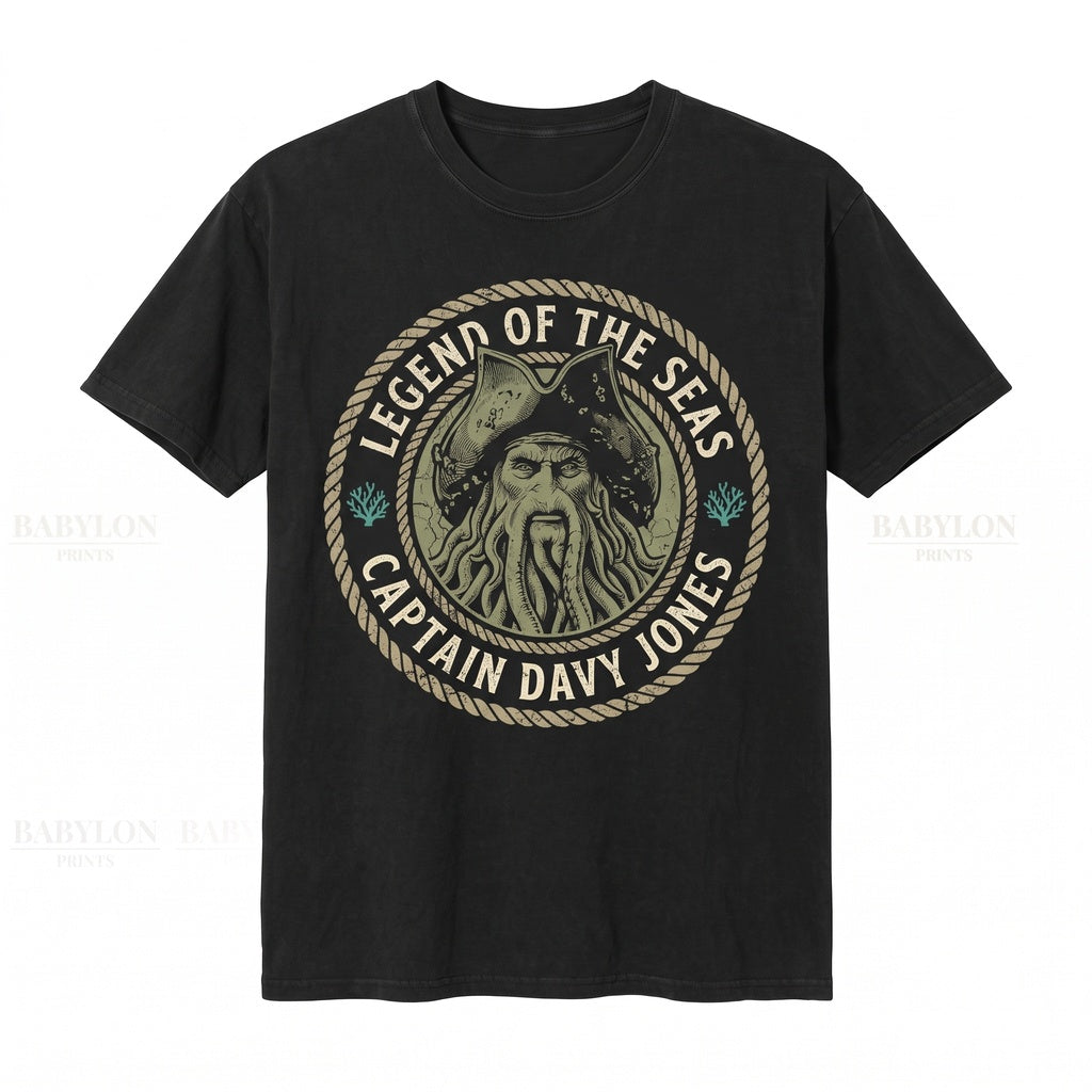 Davy Jones Jack Sparrow Pirate Theme Park Graphic Vintage Unisex TShirt