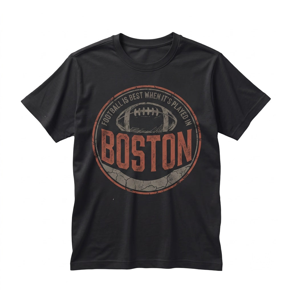 Vintage Boston Football Graphic New England Retro Double Sided Print Crewneck Apparel Unisex TShirt
