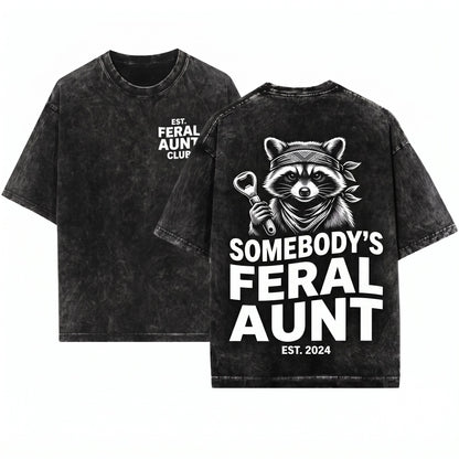 Somebodys Feral Aunt Raccoon Iced Coffee Funny Gift Unisex Wash T-Shirt