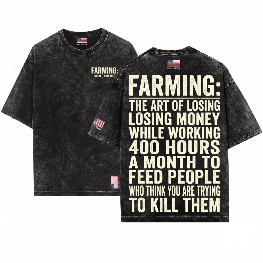 Mens Farming Definition Funny Saying Farmer Gift Fathers Day Dad Husband Apparel Unisex Wash T-Shirt