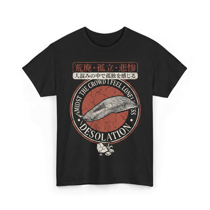Vintage Desolation Lonely Amidst Crowd Japanese Slug Graphic Print Cotton Unisex TShirt