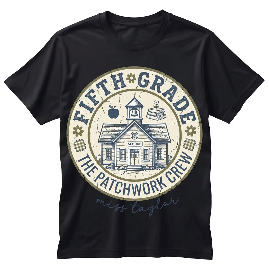 Custom 5th Grade Dream Team Teacher Matching Group Faux Patchwork Back to School Unisex TShirt