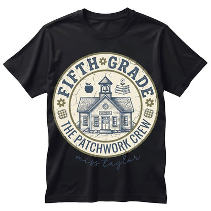 Custom 5th Grade Dream Team Teacher Matching Group Faux Patchwork Back to School Unisex TShirt