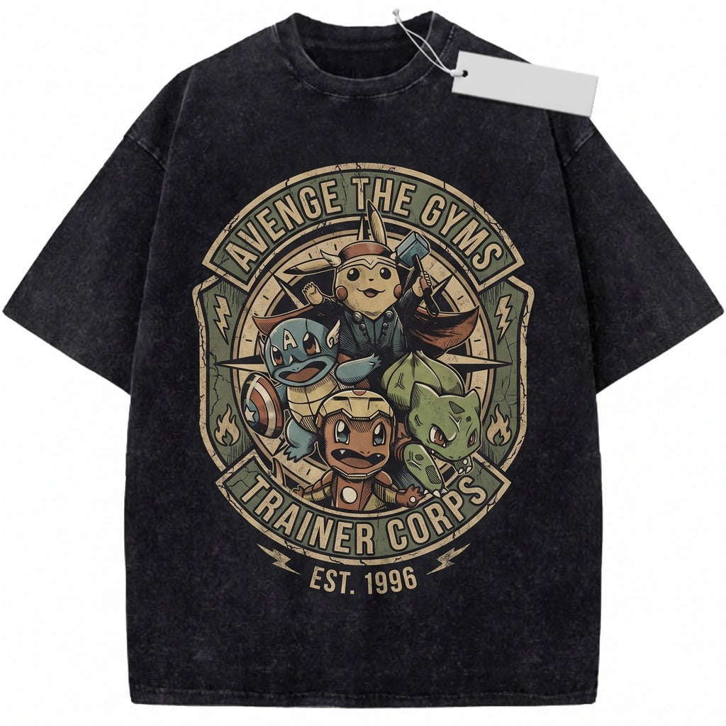 Superhero Pocket Monster Mashup Vintage Wash Graphic Retro Oversized Gamer Gift Unisex TShirt