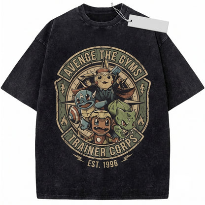 Superhero Pocket Monster Mashup Vintage Wash Graphic Retro Oversized Gamer Gift Unisex TShirt