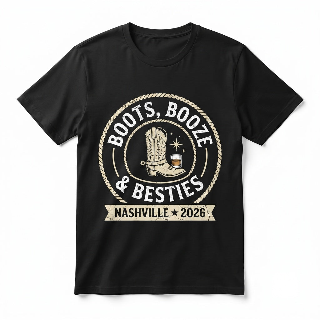 Boots Booze Nashville Girls Trip Apparel Birthday Party Tops Unisex TShirt
