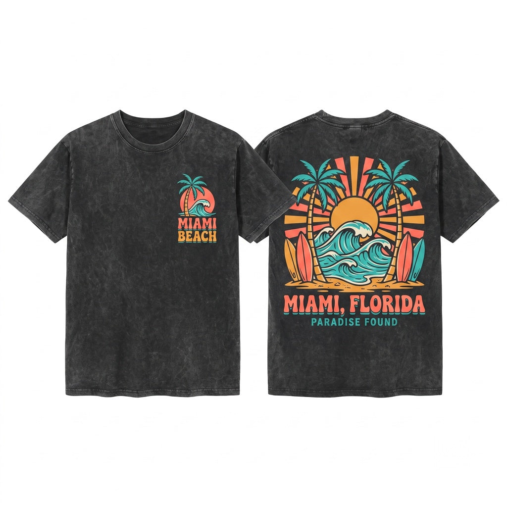 Key West Florida Beach Tropical Ocean Travel Graphic Coastal Vacation Tourist Gift Summer Island Vibes Unisex Wash T-Shirt
