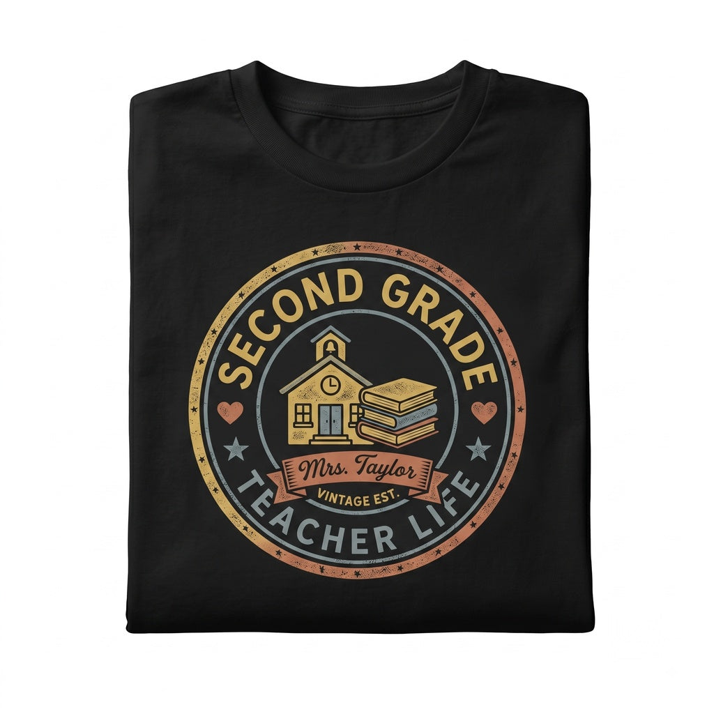Custom 2nd Grade Teacher First Day Back To School Colorful Cute Group Matching Outfit Unisex TShirt