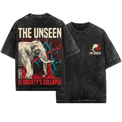 It Does Not Wish To Be Addressed Funny Vintage Japanese Elephant Graphic Unisex Wash T-Shirt