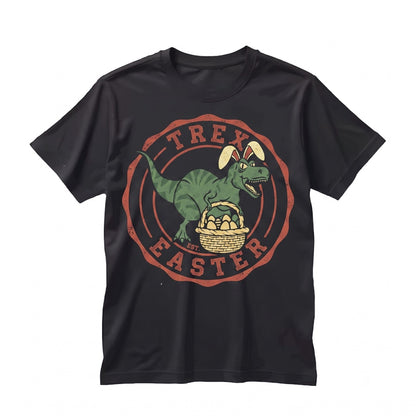 Funny T-Rex Dinosaur Easter Bunny Egg Hunt Women Mens Graphic Spring Holiday Gift Unisex TShirt