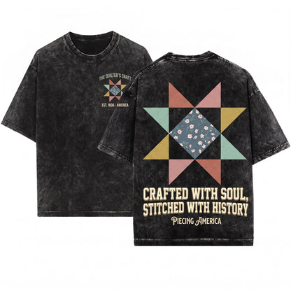 Quilt Block Star Graphic Vintage Apparel Unisex Wash T-Shirt