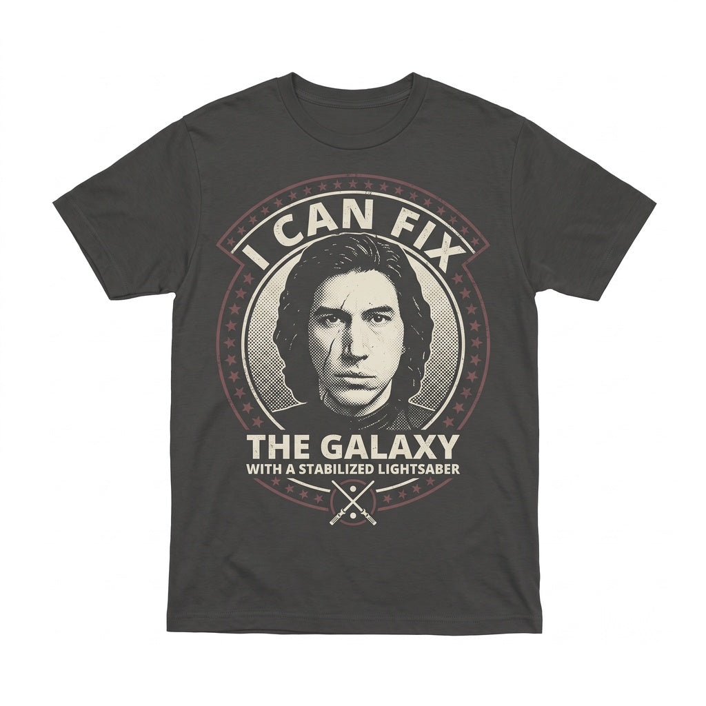 Oversized Kylo Ren I Can Fix Him Funny Sci-Fi Space Villain Ben Solo Graphic Dark Side Meme Novelty Fan Gift Cotton Unisex TShirt