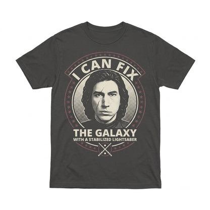 Oversized Kylo Ren I Can Fix Him Funny Sci-Fi Space Villain Ben Solo Graphic Dark Side Meme Novelty Fan Gift Cotton Unisex TShirt