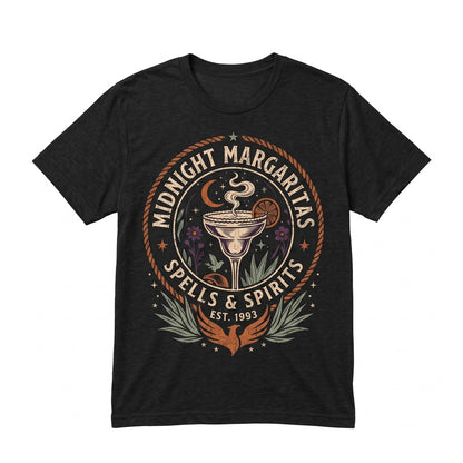 Vintage Midnight Margaritas Retro Witch Halloween Spooky Season Fall Cocktail Graphic Gift Unisex TShirt