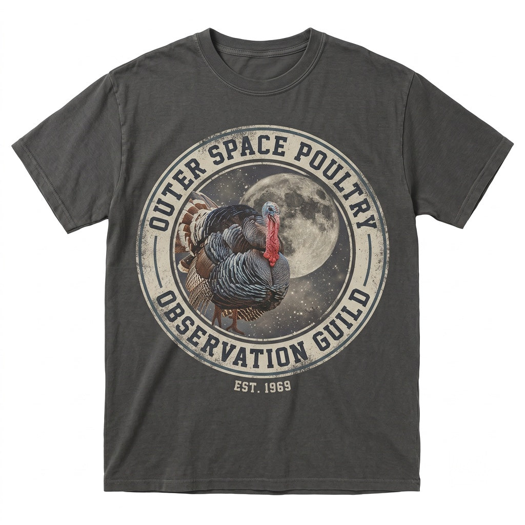 Three Wild Turkey Moon Vintage Bird Galaxy Retro Cosmic Graphic Hunter Gift Space Animal Streetwear Apparel Unisex TShirt