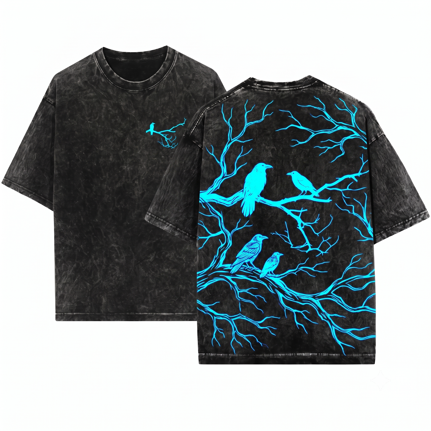Minimalist Raven Bird Silhouette Graphic Tee Gothic Crow Nature Lover Apparel Witchy Aesthetic Minimalist Gift Unisex Heavyweight Garment-Dyed T-Shirt