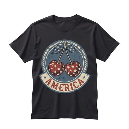 Vintage America Cherries Coquette 4th of July Patriotic Summer Fruit Lover Unisex TShirt