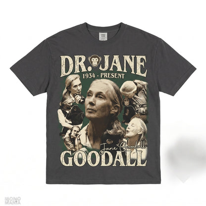Jane Goodall Memorial Homage Retro 90s Vintage Chimpanzee Primatologist Graphic Tribute Unisex TShirt