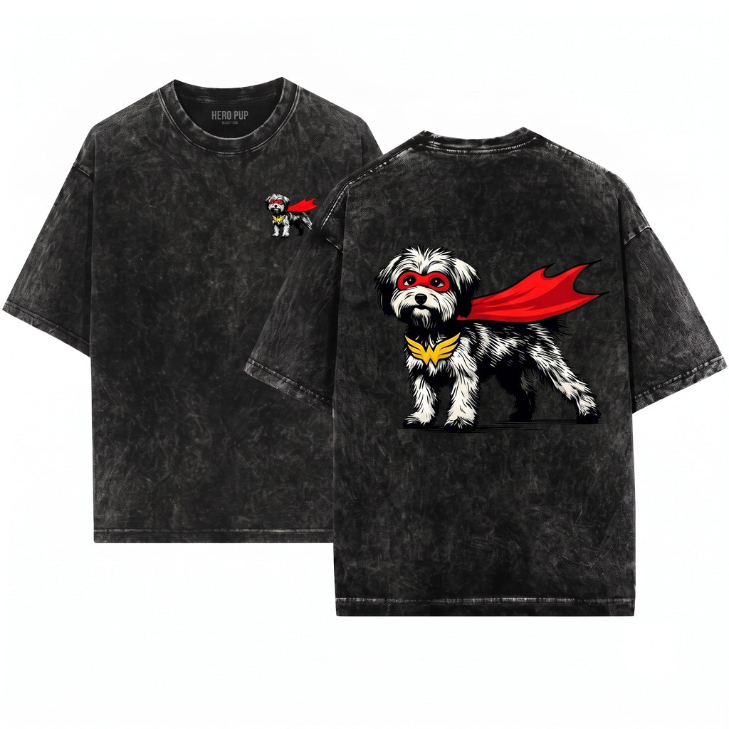 Havanese Dog Superhero Vintage Comic Graphic Cute Pet Geek Gift Apparel Unisex Wash T-Shirt