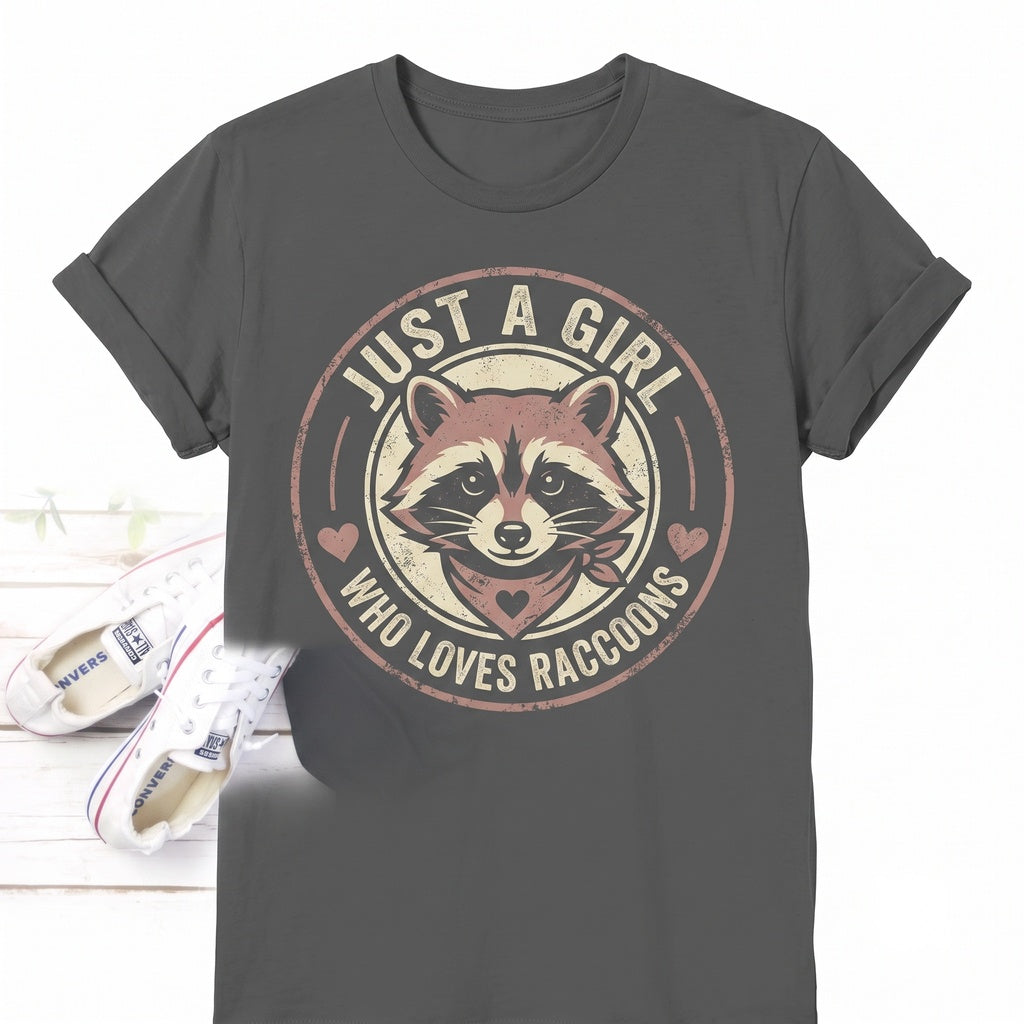 Just A Girl Who Loves Raccoons Gift, Funny Trash Panda Lover Costume, Cute Wildlife Zoologist Animal Outfit, Zookeeper Unisex