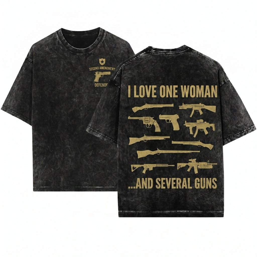 One Woman Several Guns Pro 2A Second Amendment Firearm Lover Owner Husband Shotgun Top Unisex Wash T-Shirt