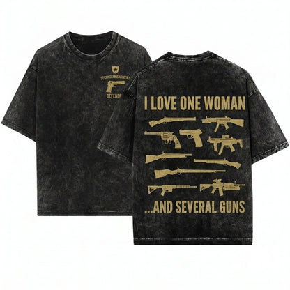 One Woman Several Guns Pro 2A Second Amendment Firearm Lover Owner Husband Shotgun Top Unisex Wash T-Shirt