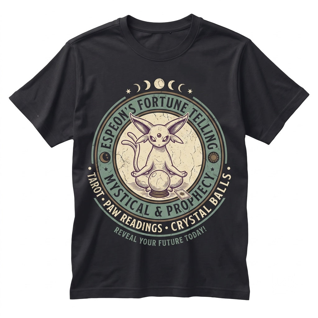 Espeon Tarot Card Fortune Telling Anime Psychic Mystical Vintage Gamer Gift Unisex TShirt