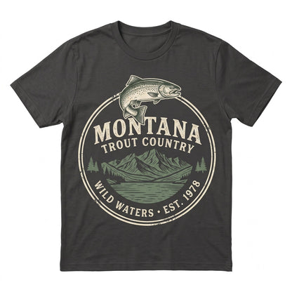 Vintage Montana Trout Country Retro 90s Wild Waters Graphic Fly Fishing Artistic Nature Fisherman Gift Unisex TShirt