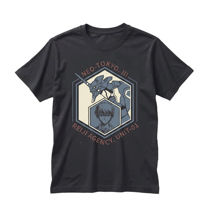 EVA Mecha Unit 01 Purple Green Cyberpunk Anime Graphic Print Cotton Short Sleeve Unisex TShirt