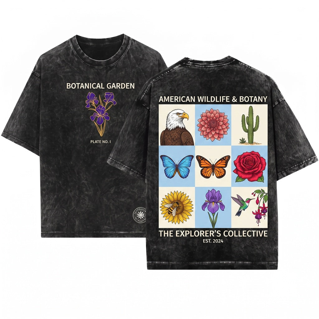 Botanical Garden Vintage Floral Illustration Gardener Unisex Wash T-Shirt
