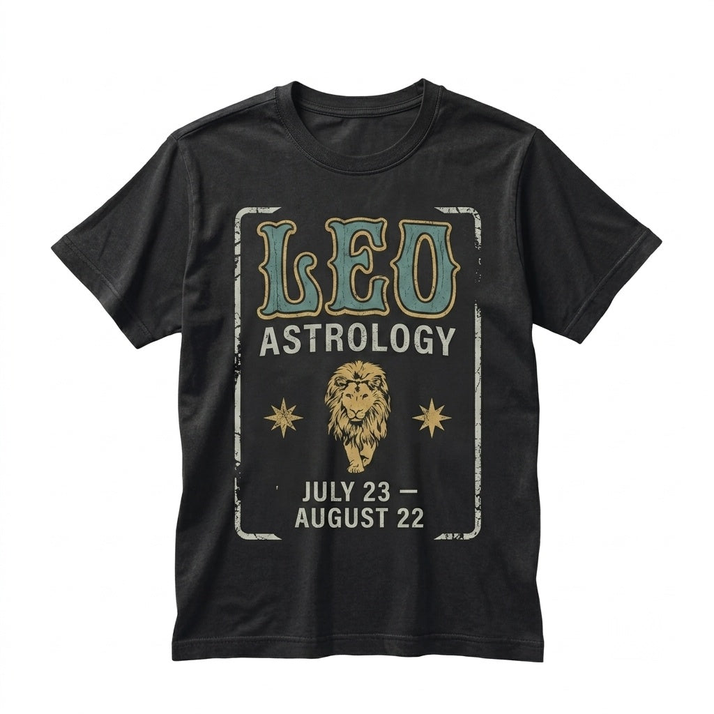 Vintage Leo Zodiac Lion Astrology Horoscope Graphic Unisex TShirt