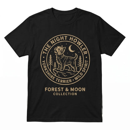 Yorkie Howling to The Moon Vintage 90s Retro Animal Graphic Mom Gift Full Moon Silly Dog Unisex TShirt