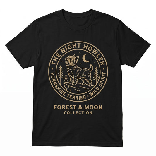 Yorkie Howling to The Moon Vintage 90s Retro Animal Graphic Mom Gift Full Moon Silly Dog Unisex TShirt