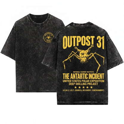 Outpost 31 Antarctica Sci-Fi Horror Movie Alien Creature Graphic Unisex Wash T-Shirt