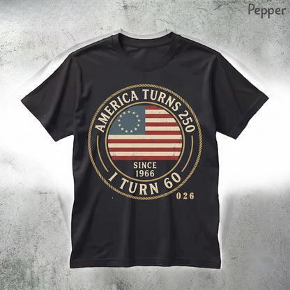 America Turns 250 1966 60th Birthday Funny Patriotic Graphic Unisex TShirt