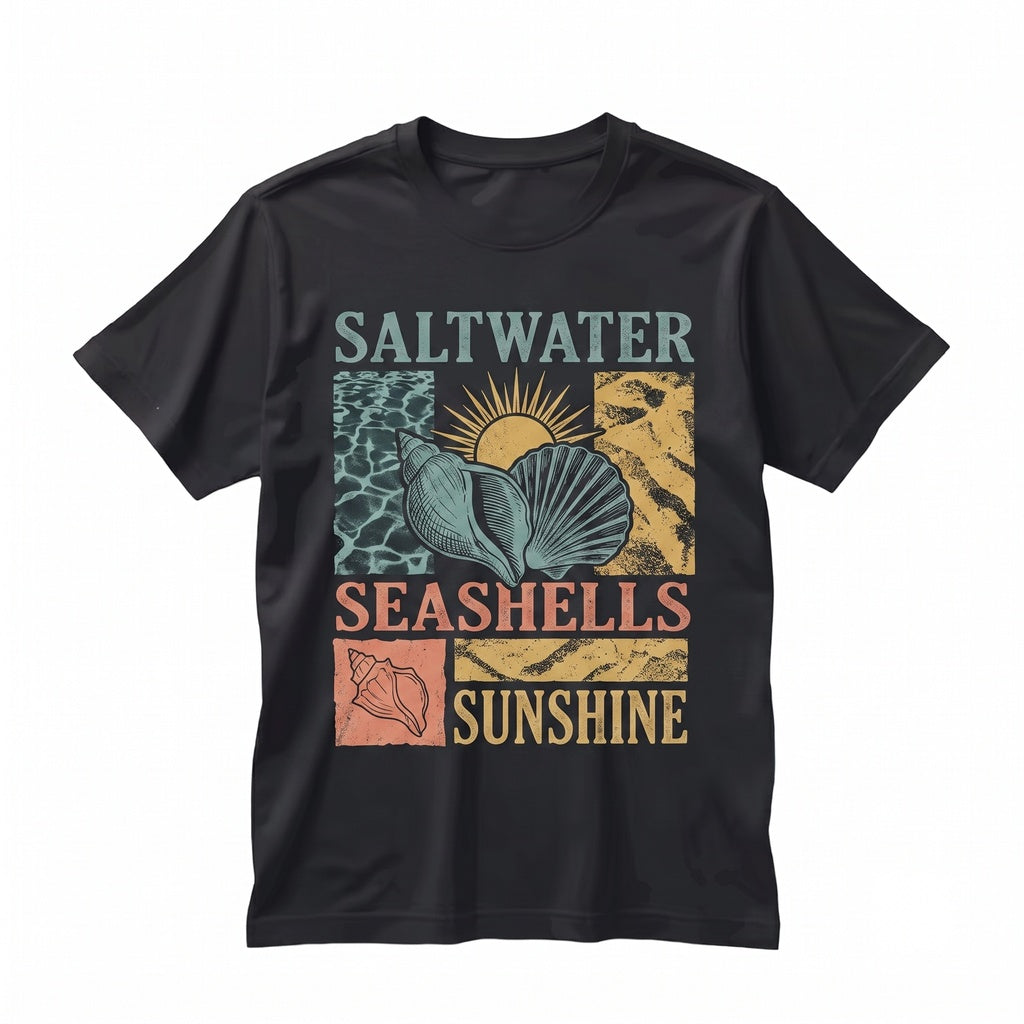 Saltwater Seashells Sunshine Beach Summer Vacation Holiday Vibes Mode Unisex TShirt