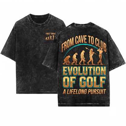 Funny Golf Evolution Graphic Golfer Player Gift Dad Grandpa Coach Sports Lover Apparel Unisex Wash T-Shirt