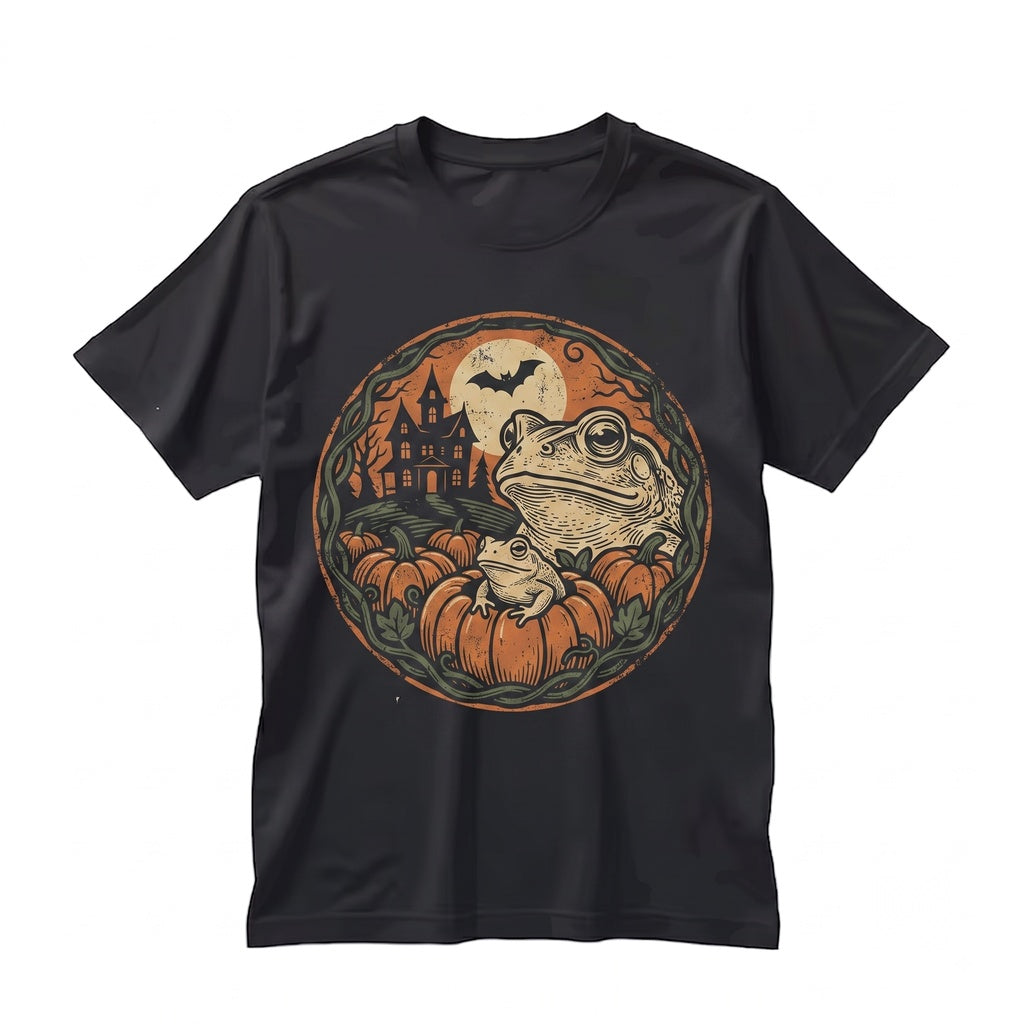 Spooky Season Funny Frog Halloween Dark Amphibian Vintage Party Unisex TShirt
