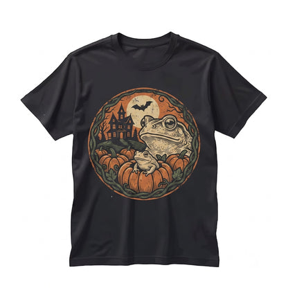 Spooky Season Funny Frog Halloween Dark Amphibian Vintage Party Unisex TShirt