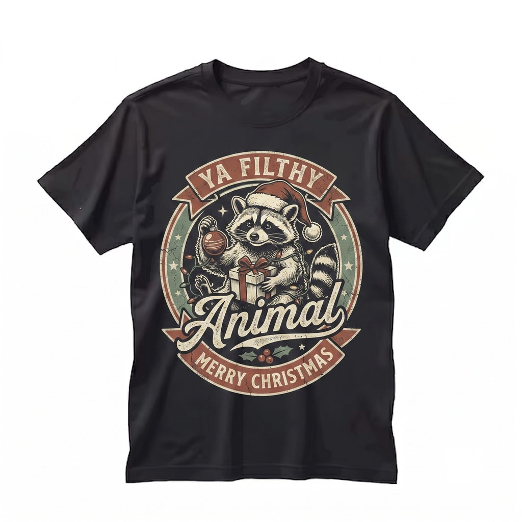 Merry Christmas Ya Filthy Animal Funny Raccoon Vintage Holiday Graphic Lover Gift, Unisex TShirt
