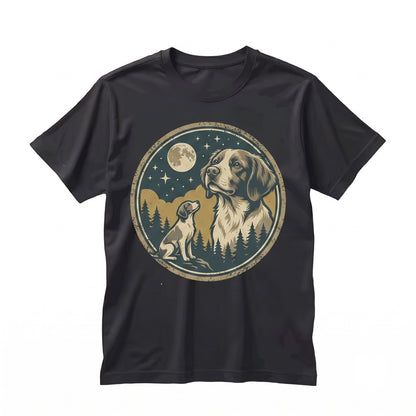 Vintage Brittany Spaniel Howling at Full Moon Graphic Top, Retro 90s Wildlife Pet Mom Apparel Gift, Unisex TShirt
