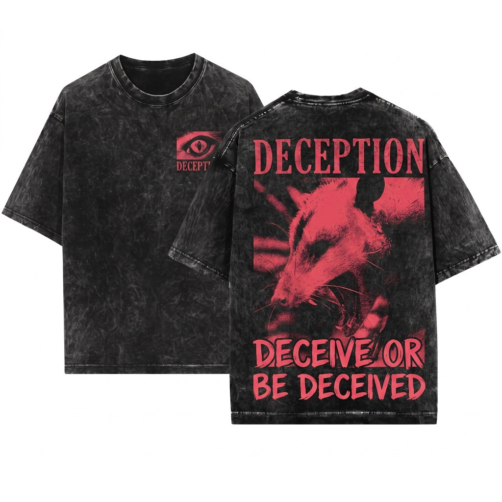 Deception Opossum Playing Dead Funny Animal Graphic Vintage Unisex Wash T-Shirt