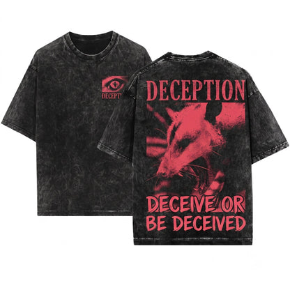 Deception Opossum Playing Dead Funny Animal Graphic Vintage Unisex Wash T-Shirt