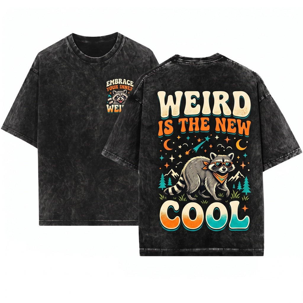 Its OK To Be Weird Funny Trash Panda Raccoon Embroidered Quirky Animal Nature Lover Gift Unisex Wash T-Shirt