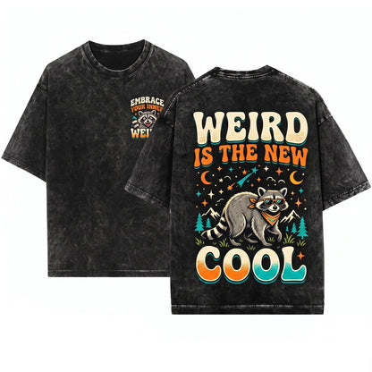 Its OK To Be Weird Funny Trash Panda Raccoon Embroidered Quirky Animal Nature Lover Gift Unisex Wash T-Shirt