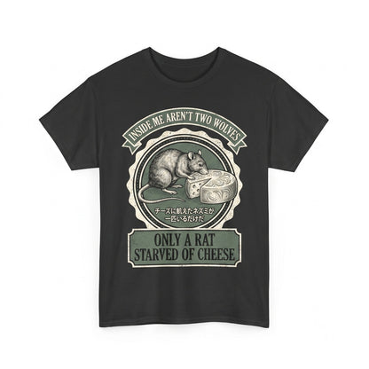 Only a Rat Starved of Cheese Vintage Illustration Funny Rodent Graphic Cotton Unisex TShirt